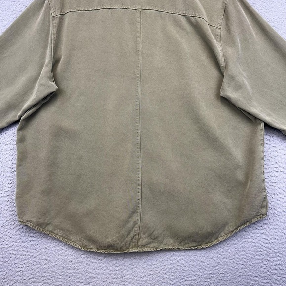 Pulp Shirt Womens XL Olive‎ Green Lyocell Tencel Button Front Boxy 3/4 Sleeve - Picture 8 of 14